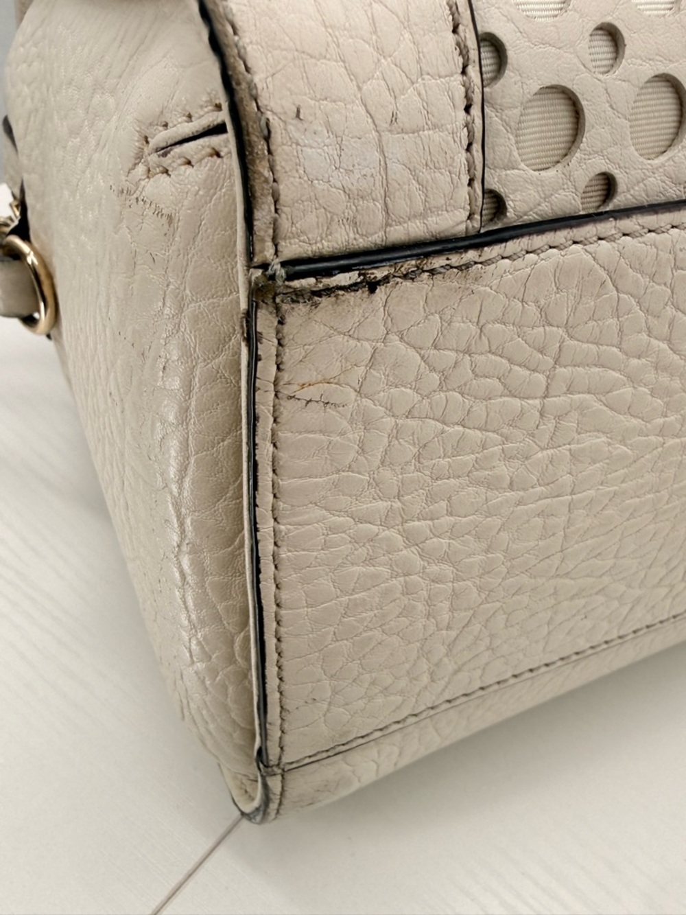 Kate Spade Perri Lane Bubbles Romy Cream Satchel Leather Crossbody Bag - Picture 13 of 15